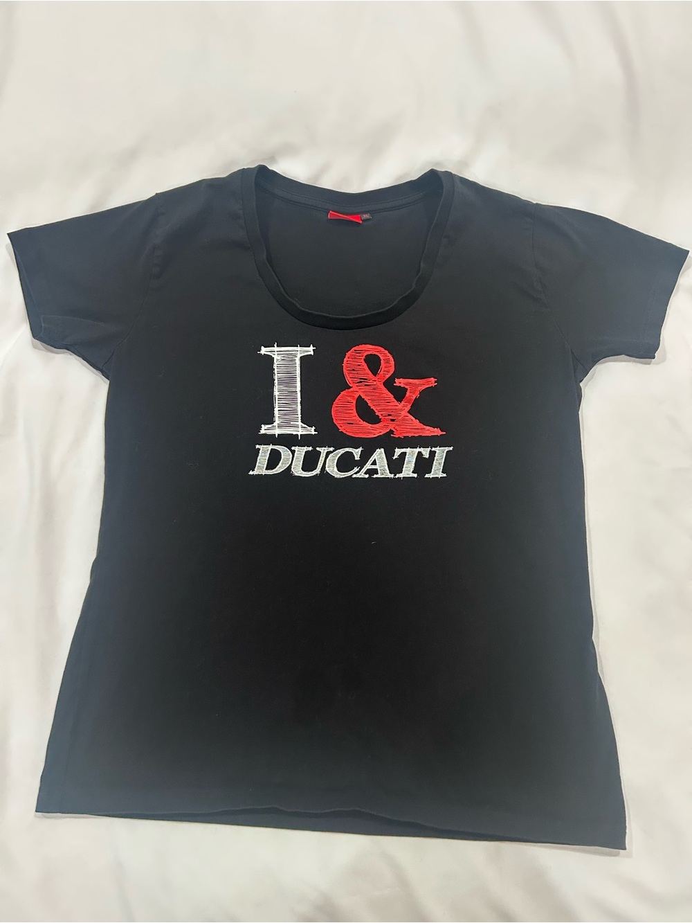 Women’s Ducati Black Short-Sleeve Graphic Tee with Red Accent
